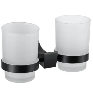 PORTE BROSSE À DENTS DOUBLE WC 002 EN LAITON NOIR MAT COLLECTION ALPHÉE