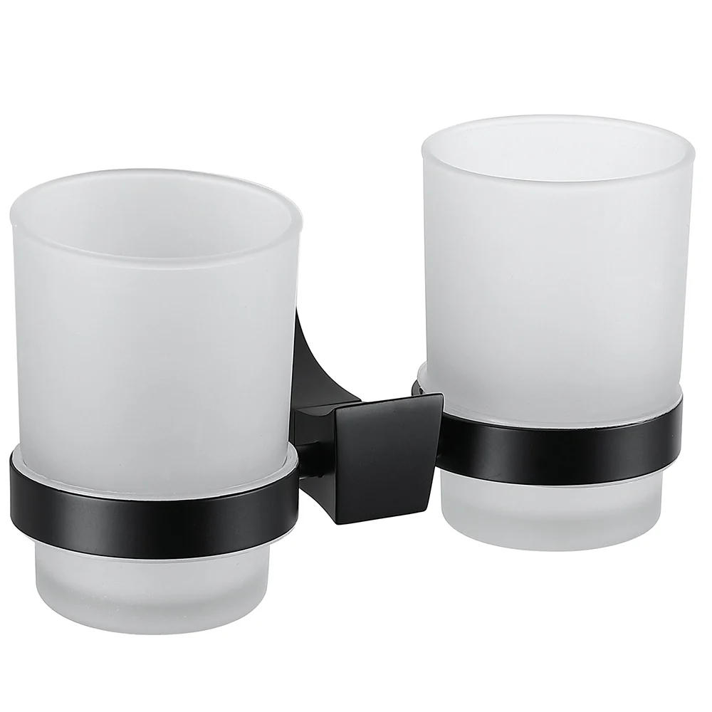 PORTE BROSSE À DENTS DOUBLE WC 002 EN LAITON NOIR MAT COLLECTION ALPHÉE