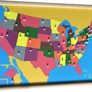 Puzzle carte des USA en bois MONTESSORI