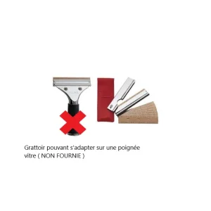 Grattoir métal vitre 10 cm avec 10 lames + sachet plastique
