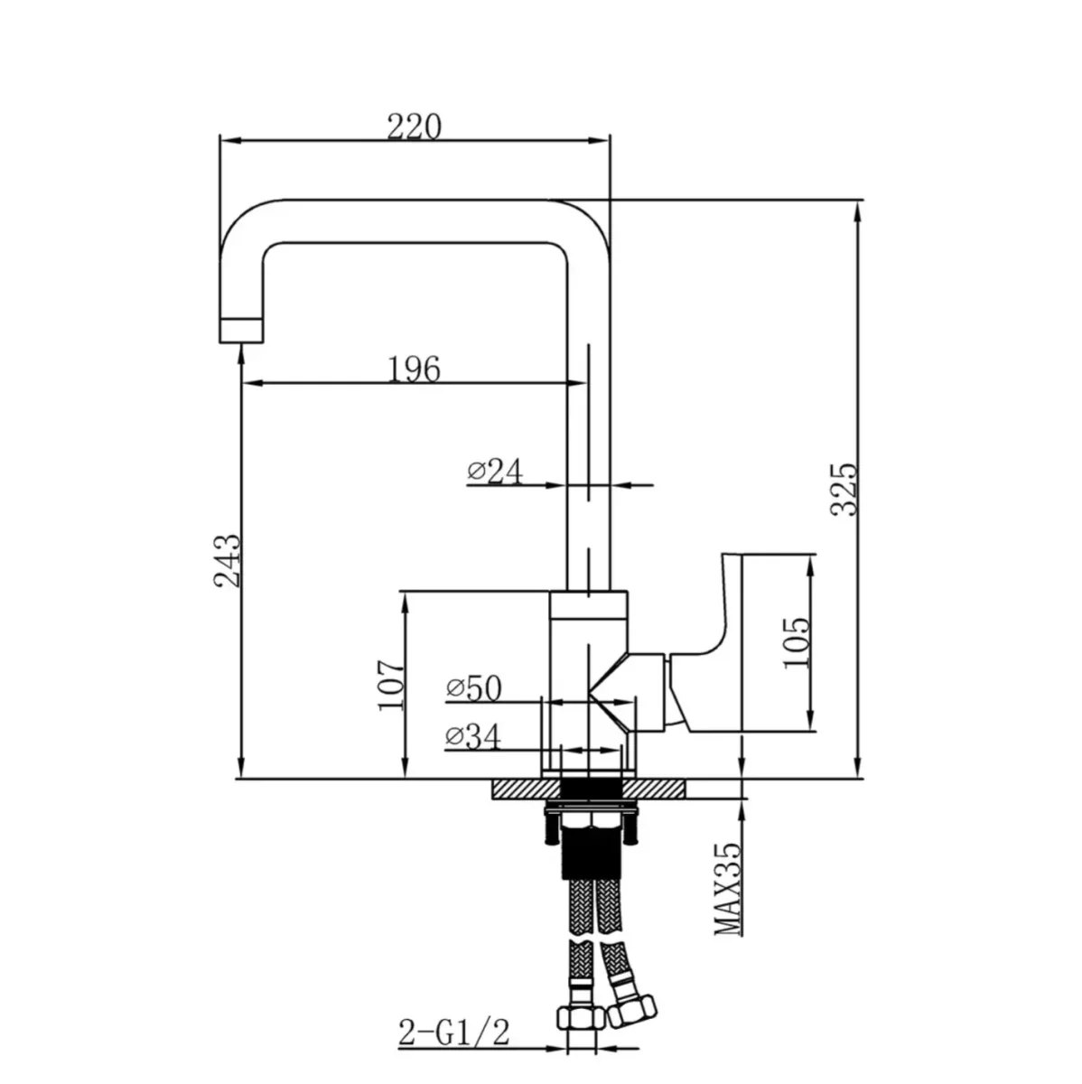 Mitigeur Cuisine 030 Enipée Chromé | HUDOR – Image 8