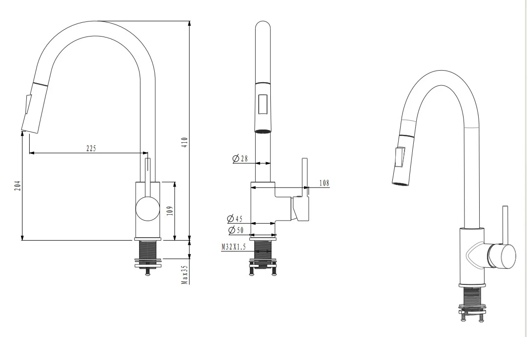 Robinet de Cuisine Pénée Rose Doré — Mitigeur Cuisine HUDOR – Image 4