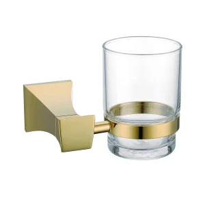 PORTE BROSSE à DENTS WC 002 EN LAITON DORÉ  BROSSÉ COLLECTION HALYS