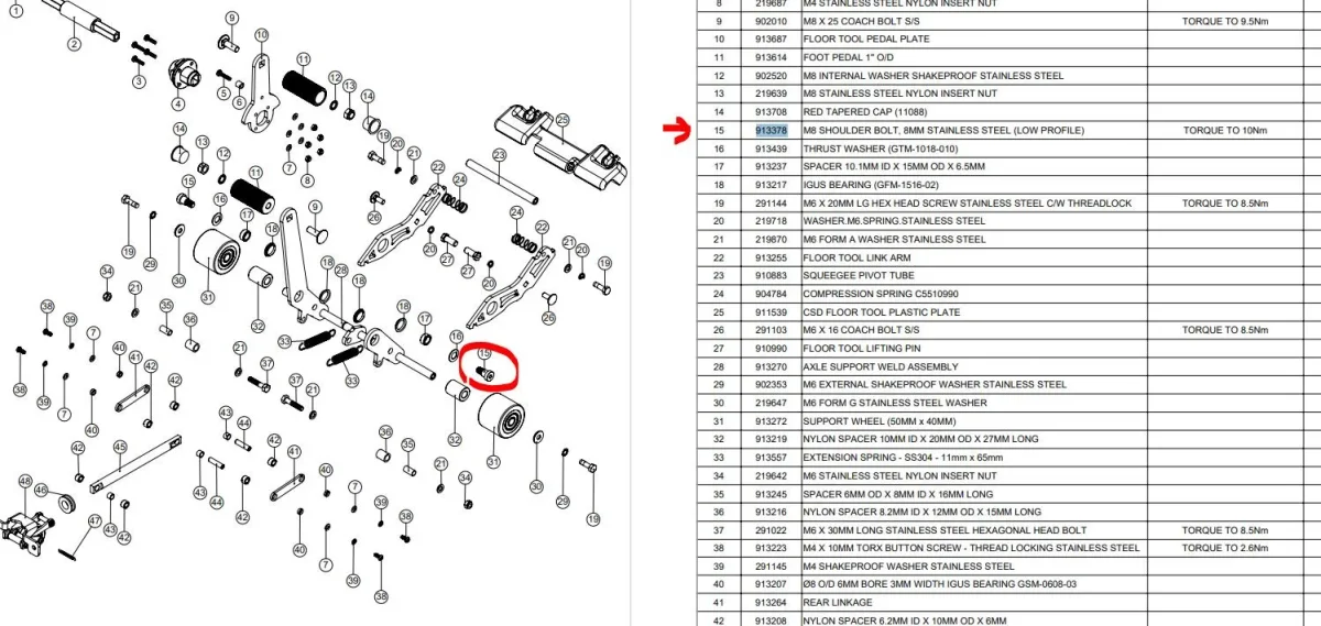 Boulon à épaulement Numatic 244NX 440NX m8 acier inox 8mm – Image 2