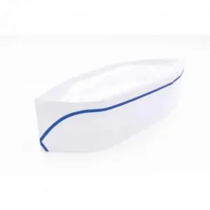 CALOT en papier BLANC avec  liseré BLEU –  Boîte de 100