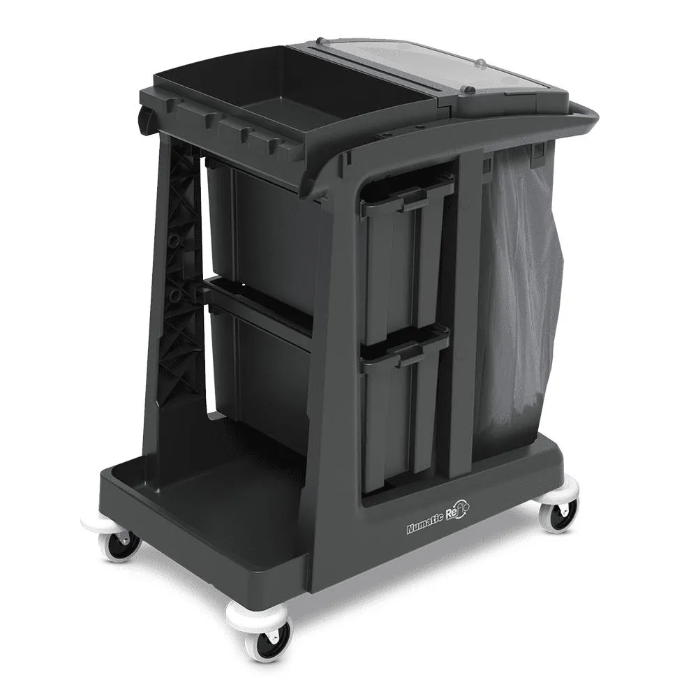 Chariot ménage ECOMATIC 2- Collecteur de déchets+2 tiroirs-NUMATIC-Unité -909658 – Image 2