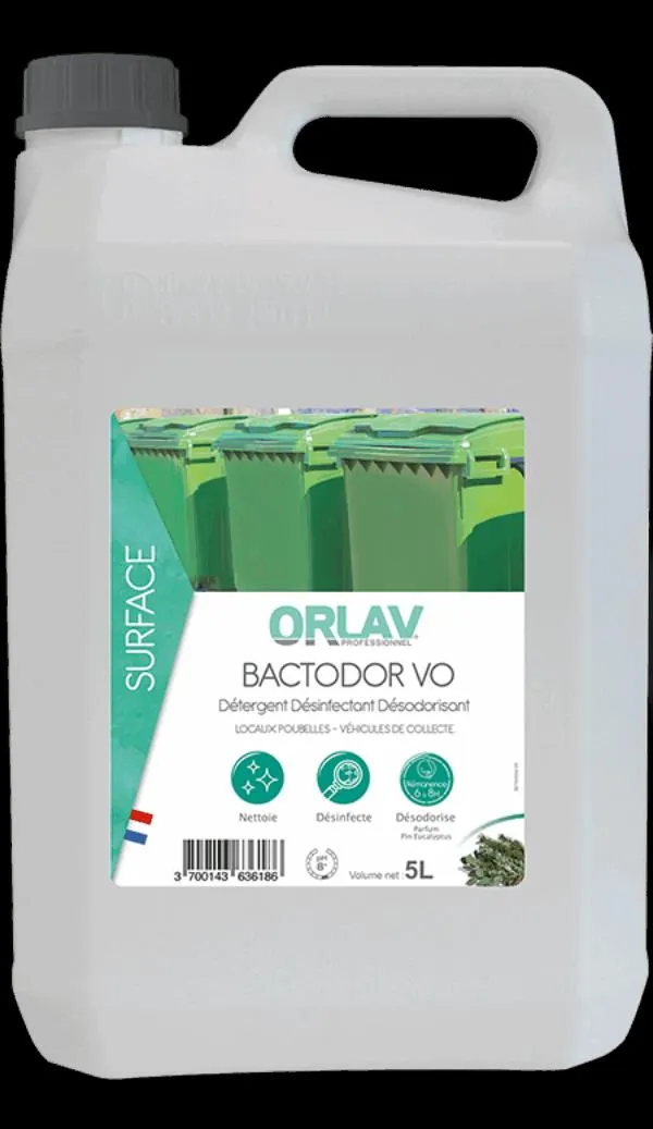 Détergent désinfectant désodorisant conteneurs Orlav -Bactodor VO Pin Eucalyptus