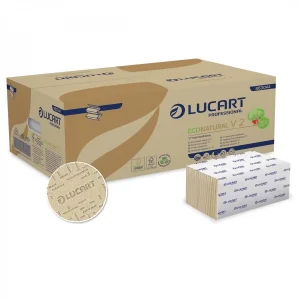 Essuie mains plié V Econatural LUCART-2 plis / 3800 formats-Fiberpack /Ecolabel