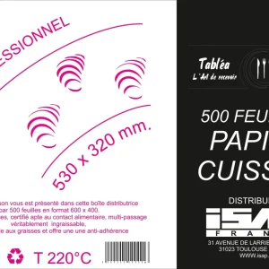 500 FEUILLES PAPIER CUISSON EN BOITE DISTRIBUTRICE 32x53cm