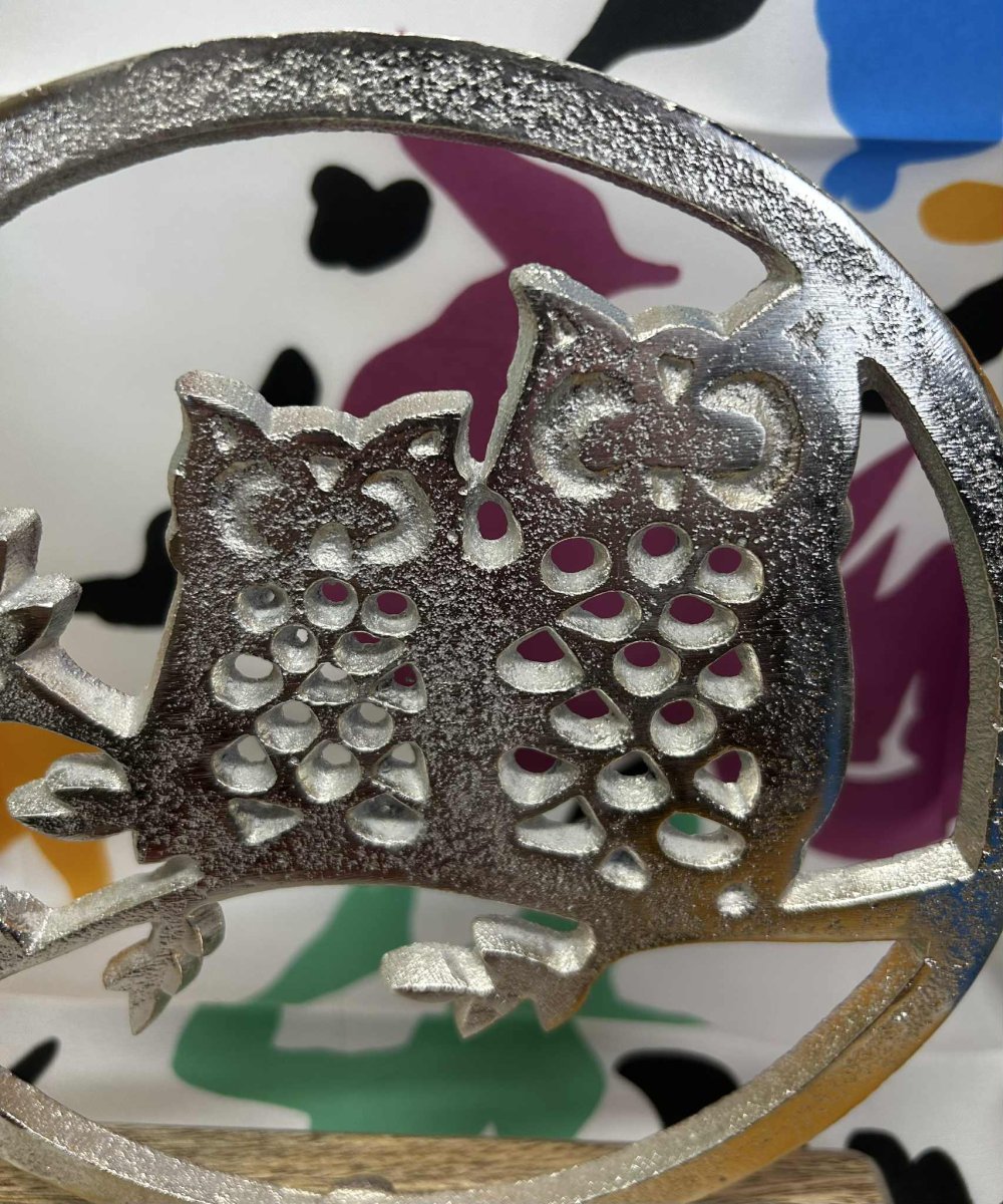 Hiboux argentés décoration animalière de GmbH (19.5 cm de diamètre) – Image 3