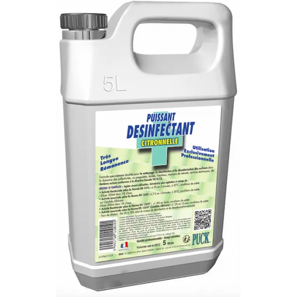CITRONNELLE – Détergent Désinfectant Surodorant – PUCK – Bidon de 5L – Image 2