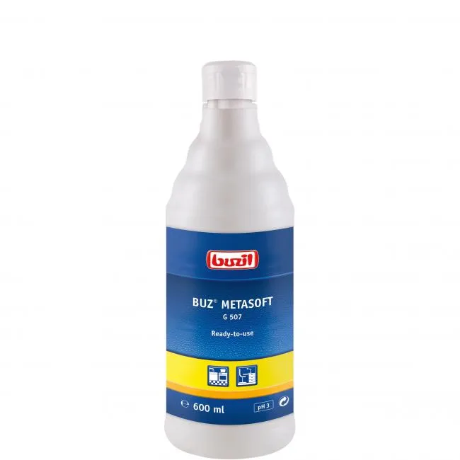 BUZ METASOFT – G507 – Flacon 600ml -BUZIL-Nettoyant acide spécial inox brossé – Image 2