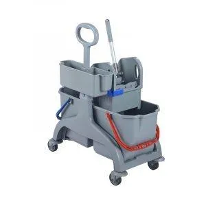 Chariot lavage double seaux 15 l + presse à plat + panier