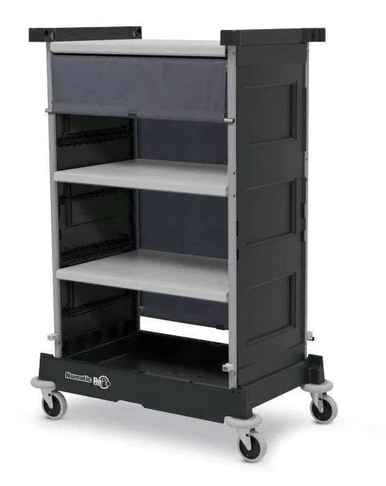 Chariot hôtelier Numatic NKT0 – 2 étagères + toile occultante – Image 2