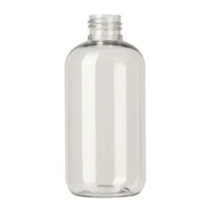 Flacon PET 200 ml – Boston rond B24/410 – Cristal 19gr cylindrique – Alimentaire