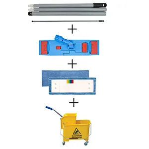 Kit lavage cassant magnétique 40 cm à languette + manche 4 parties + frange + chariot