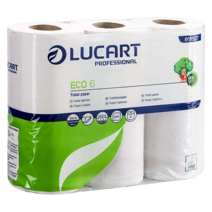 Papier hygiènique domestique Ecolabel 200feuilles – 6 rouleaux (1 pack Eco6