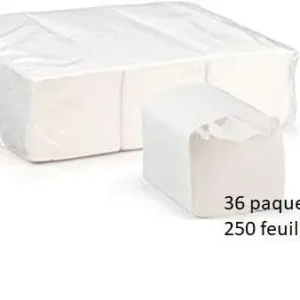 Papier toilette PLAT- PLIE -ECOLABEL- 2 plis – Lot de 36 paquets de 250 feuilles