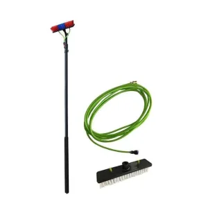 kit de lavage vitre / façade avec perche passage d’eau 6m + brosse dure / souple