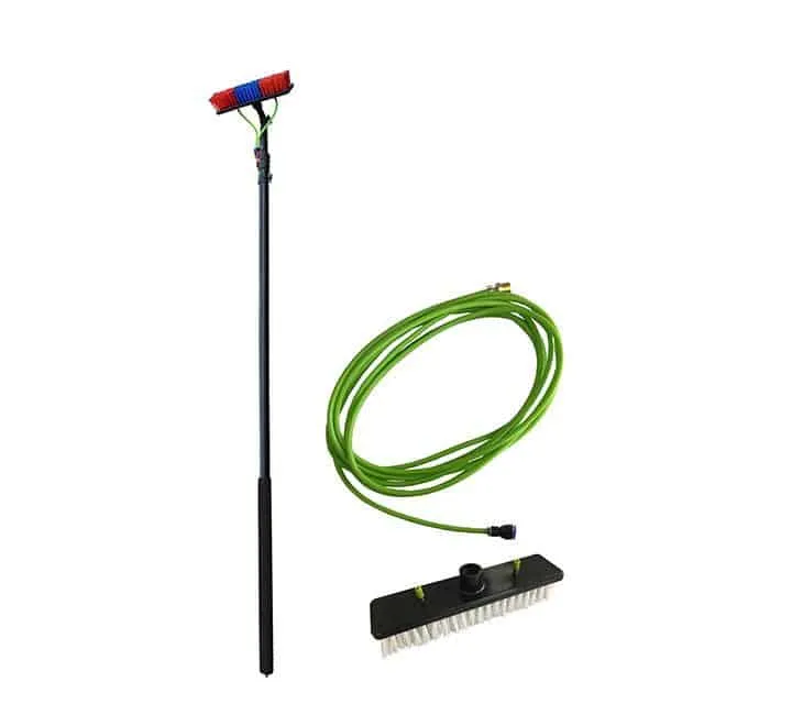 kit de lavage vitre / façade avec perche passage d’eau 6m + brosse dure / souple – Image 2