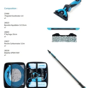 Kit Spray-Ray nettoyage vitre perche : malette spray + perche 3.5m carbonator