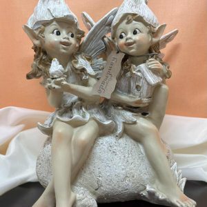 Les 2 elfes et l'oiseau en résine fait à main collection Goldenbach de GmbH (17*24cm)