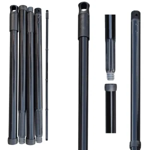 Manche acier douille à vis percée – 4 PARTIES – 135cm au total – Tous supports – Unité