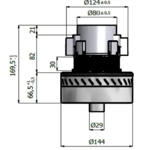 Moteur aspirateur bypass périphérique 2 étages 230V 200W avec embout d29mm