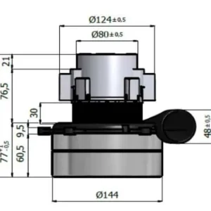 Moteur d&rsquo;aspiration autolaveuse 2 étages 24V 485W – tangentiel – H174.5 / D144mm