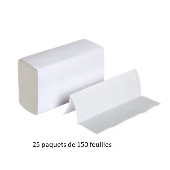 Essuie-Mains-PLIE Z-2 plis- 3800 feuilles -Ecolabel- Dim 19.7x8cm- Lot de 20×190